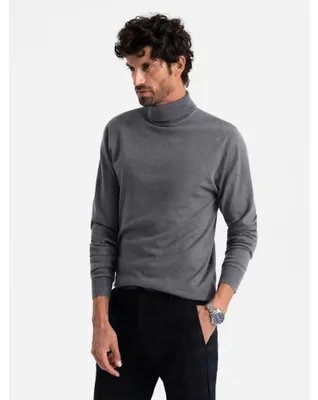 Zdjęcie produktu dla Sweter męski OMBRE OM-SWTN-0101 SZARY MELANŻ rozmiar: XXL