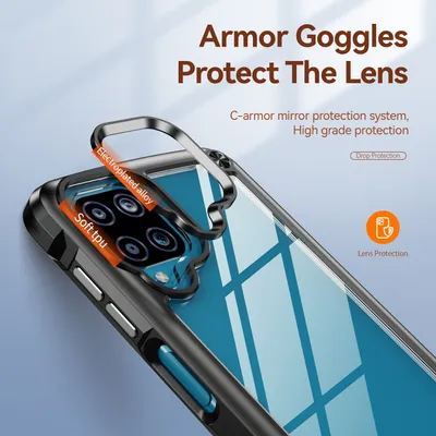 Produktbild von Samsung A12 Hülle, Hybrid Transparente PC Robust TPU Bumper Stoßfest Schutzhülle für Samsung Galaxy A12 Schwarz