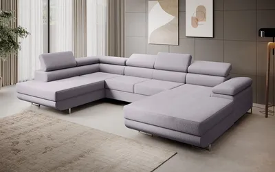Produktbild von Ecksofa MARGO U- Form, moderne Couch mit Schlaffunktion, verstellbare Kopfstützen, zwei Bettkästen, große Polstercouch – Vogue 14