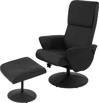 Obrázek produktu pro Relaxační křeslo Helsinki, TV křeslo Relaxační polohovatelné TV křeslo s taburetem  Imitace kůže, černé