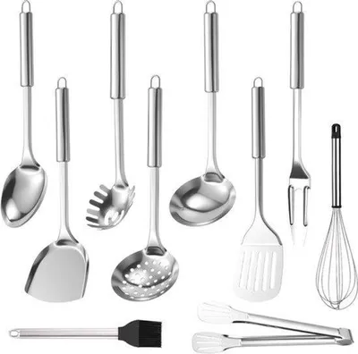 Produktbild von 10-teiliges Küchenhelfer-Set, Edelstahl, hitzebeständig, Küchenutensilien