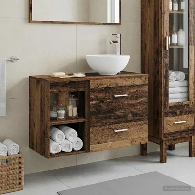 Image de Maison Exclusive - Ensemble de meubles de salle de bain, 2 pièces, en bois recyclé et matériaux composites