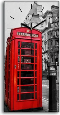 Produktbild von Dekor Leinwand Uhr Wandbilder 30x60 Malerei Stadt Gebäude London Rote Busse - schwarze Hände