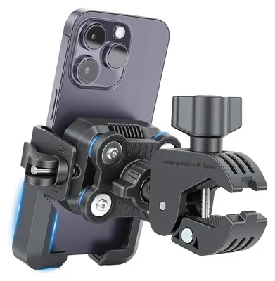 Image de Support universel pour téléphone - Rotation à 360 degrés - Vélo/Scooter/Moto - Anti-vibrations - Résistant aux chocs - Support pour smartphone