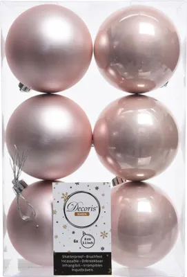 Immagine prodotto di Baubles natalizi in plastica 8cm 6 pezzi - Rosa