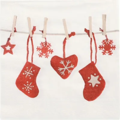 Produktbild von 20 Servietten, 3-lagig 1/4-Falz 33 cm x 33 cm "Chaussettes"