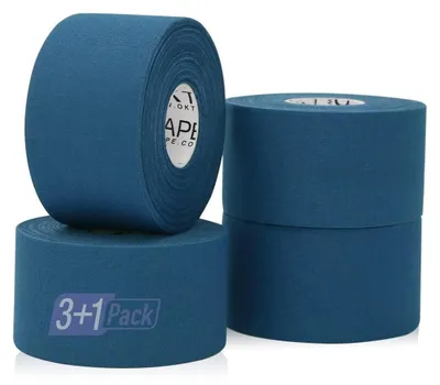 Image de Ruban adhésif sportif, 4 rouleaux, élastique, hypoallergénique, bleu, 3,8 cm x 13,7 m
