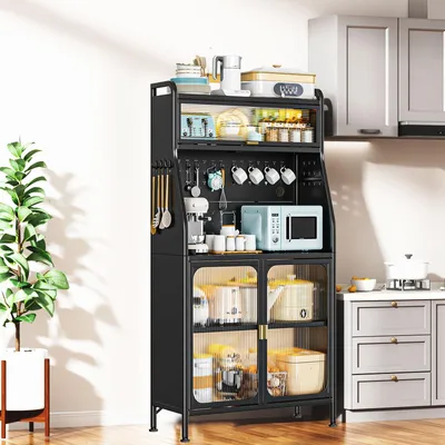 Image de Armoire de rangement - Meuble de cuisine - Étagère de rangement - Bibliothèque - 5 niveaux - Étagères réglables