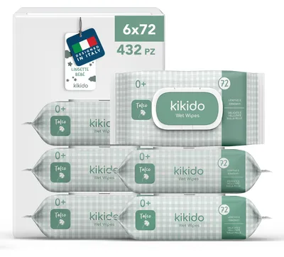 Image de Kikido Lingettes Bébé Talc - Lingettes Humides à l’Aloe Vera - 432 pièces