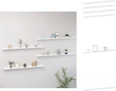 Produktbild von vidaXL Wandregale 4 Stk. Weiß 115x9x3 cm - Wandregale