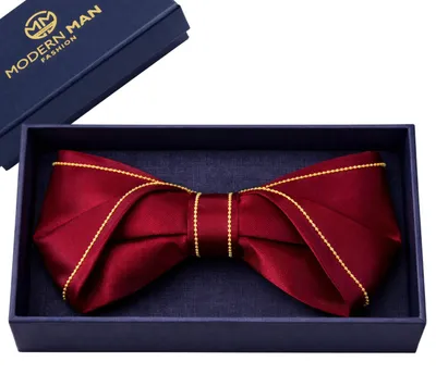 Obrázek produktu pro Elegantní pánský bordový motýlek se zlatým řetízkem