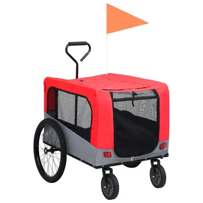 Produktbild von vidaXL 2-in-1 Tier-Fahrradanhänger und Jogger Rot und Grau