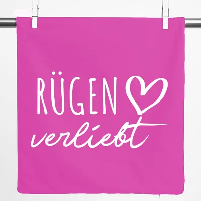 Produktbild von Huuraa Kissenbezug Rügen verliebt 40x40cm Fuchsia Baumwolle Dekokissenbezug Geschenkidee