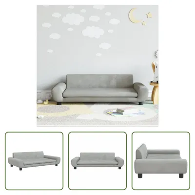 Imagen del producto de Living Store: Sofá infantil, color gris claro, 100x54x33 cm, tapizado en terciopelo
