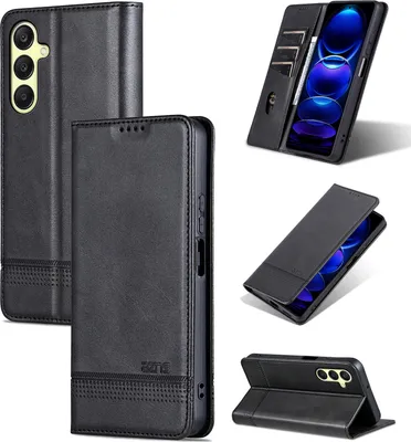 Produktbild von Leder Hülle für Samsung Galaxy A26, Klapphüllen Brieftasche Magnetverschluss Ständer Schutzhülle Schwarz