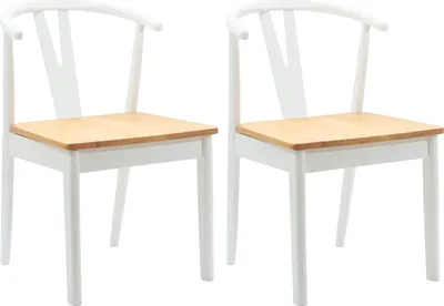 Immagine prodotto di vidaXL Sedia da pranzo, 2 pezzi, legno massello di gomma, bianco e naturale