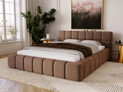 Produktbild von GrainGold Polsterbett Alicante 160x200 cm - Bett 160x200, Polsterbett mit Bettkasten und Lattenrost - Braun (Royal 06)