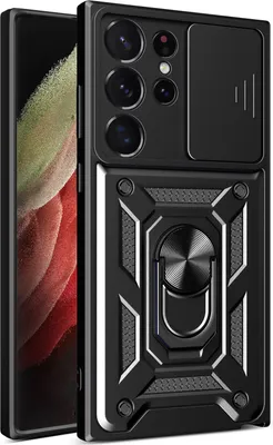 Produktbild von Galaxy S23 Ultra Hülle mit 360° Drehbarer Magnetische Ring Ständer Halter Dia Kameraschutz TPU Bumper Silikon Schutzhülle für Samsung Galaxy S23 Ultra Schwarz