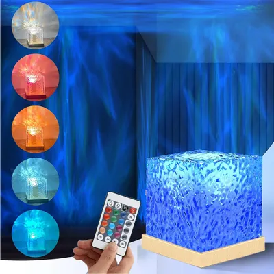 Produktbild von Lampka nocna USB Aurora Lamp RGB 3D, Projektor fali wodnej Led Northern Lights Lamp z 30 trybami ściemniania do dekoracji pokoju dziecięcego w sypialni