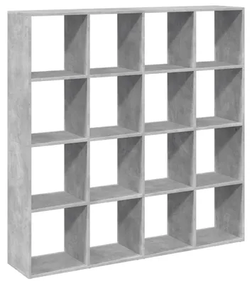 Productafbeelding van Boekenkast - Boekenrek - Opbergkast - Vakkenkast - Roomdivider - Betongrijs - 16 Open Vakken