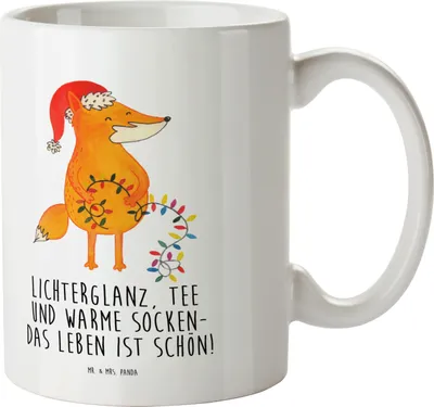 Produktbild von Mr. & Mrs. Panda Plastikbecher Fuchs Weihnachten - Weiß - Geschenk, Kinderbecher, Haferl, Weihnachtsmann, Trinklernbecher, Nikolaus, Kindertasse, Pott, Winter, Füchse