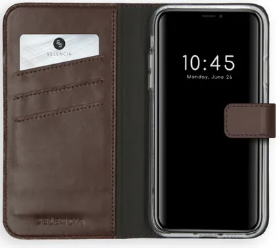 Produktbild von Selencia Echtleder Klapphülle iPhone X / Xs - Braun