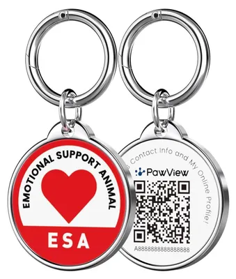 Image de Étiquette d'identification pour chien avec QR code, conçue pour offrir un soutien émotionnel aux animaux de compagnie, personnalisable, sans gravure, de couleur blanche