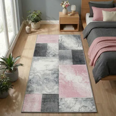 Produktbild von Carpetsale24 Designer Wohnzimmer Teppich Modern Weicher Kurzflor Teppich Konturenschnitt Pflegeleicht, Grösse: 80x150 cm