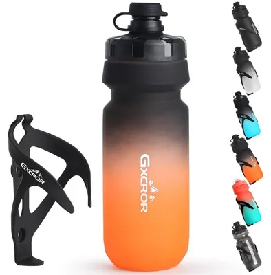 Immagine prodotto di Portabottiglie per bicicletta con bottiglia da 650 ml, set nero e arancione