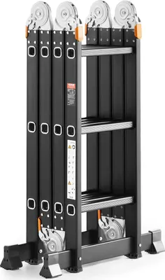 Obrázek produktu pro Víceúčelový skládací žebřík, nosnost 150 kg, nastavitelná třístupňová konstrukce, černý, 3 stupně