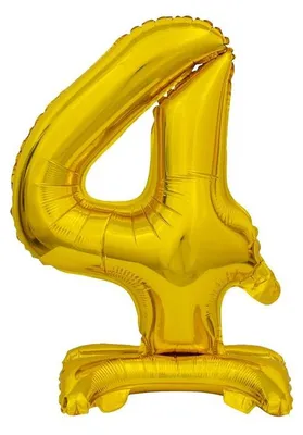 Produktbild von Folienballon Zahl 4 gold stehend
