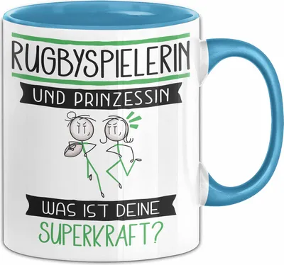 Produktbild von Rugbyspielerin Und Prinzessin Tasse Geschenk Für Eine Rugbyspielerin Geburtstag Was Ist Deine Superkraft (Blau)