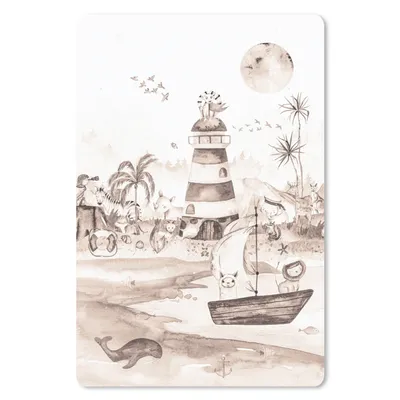 Produktbild von MuchoWow® Mauspad Mousepad Strand - Kinder - Leuchtturm - Alpaka - Meer - Tiere 18x27 cm - Mousepads - Maus Mat - Pad - Mausunterlage