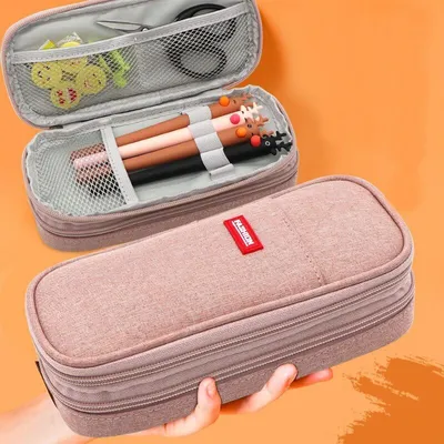 Obrázok produktu pre Perinkovázka, perinkovázka s tromi priehradkami, puzdro na písacie potreby, veľké úložné puzdro, vodotesné, prenosné, školská peračník, ružová