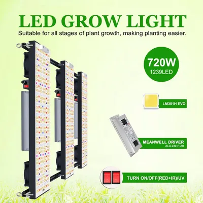 Obrázok produktu pre LED rastová lampa – plný spektrum – 720 W – 60 x 50 cm – stmívateľná lampa na rastliny