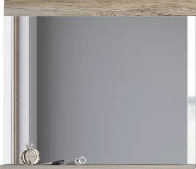 Productafbeelding van Designspiegel OHIO – 83x72 cm – Licht eiken met ingebouwde plank
