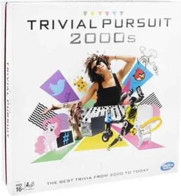 A collage of pop culture elements from the 2000s, centered around a woman.