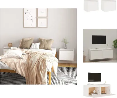 Zdjęcie produktu dla vidaXL Szafki ścienne 2 szt. Białe 45x30x35 cm lite drewno sosnowe - Półki ścienne