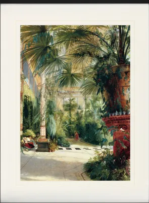 Zdjęcie produktu dla Carl Blechen Oprawiony obraz z eleganckim passe-partout | obrazy ścienne | w ramie obrazu - Palmiarnia na Pawiej Wyspie w pobliżu Poczdamu, 1832 (80 x 60 cm)