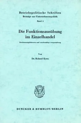 Produktbild von Die Funktionsausübung im Einzelhandel.