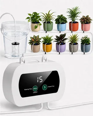 Image de Système d'arrosage automatique rapide : Arrosage automatique pour 10 plantes en pot, avec 300 modes d'arrosage. Système d'arrosage d'intérieur, rechargeable, avec un tuyau de 10 mètres