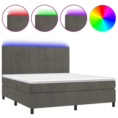 Obrázok produktu pre vidaXL Boxspring posteľ s matracom a LED diódou Tmavo sivá 160x200 cm Velvet