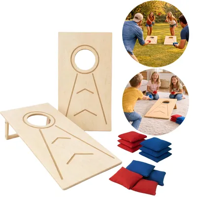 Produktbild von Cornhole PartySpiele Outdoor Indoor, Strandspiel | Wurfspiel für Kinder und Erwachsene Inklusive Säckchen . – 1 × Cornhole Boards & 2 × 5 Säckchen