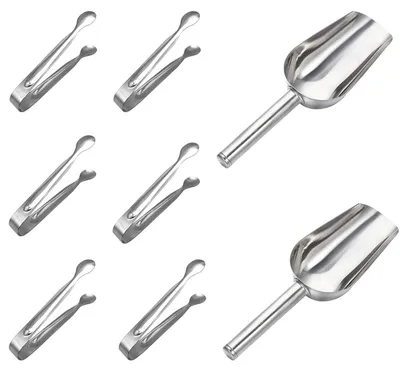 Produktbild von Zuckerzange Set 6 Stück - Edelstahl - Eiskelle 2 Stück - Langlebig - Korrosionsbeständig - Einfach zu verwenden - Servierzange
