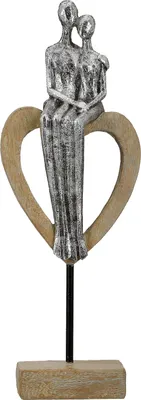 Produktbild von Gilde Skulptur, Herz, "Aroha", Paarmotiv, Kunstharz, braun, silberfarben, VE 3, L. 7 cm, B. 11.5 cm, H. 32 cm 21498 4063387214985