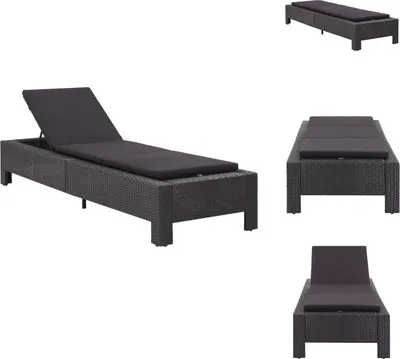 Produktbild von vidaXL Sonnenliege mit Auflage Schwarz Poly Rattan -  Sonnenliegen