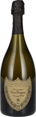 A bottle of Dom Perignon champagne.