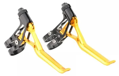 Image de Leviers de frein pour vélo, réglables - Alliage d'aluminium - Design ergonomique - Léger - Facile à utiliser - Diamètre de fixation : 22,2 mm - Leviers de frein