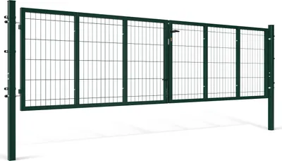 Produktbild von Faziango Doppelflügeltor Einfahrtstor Gartentor Tore Hoftor verzinkt 350cm x 100cm Doppelflügel - inkl. Schloss, Schlüsseln Gartenpforte Zauntor Grün