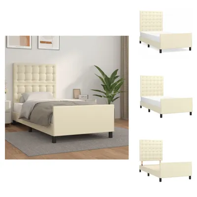 Produktbild von vidaXL Bettgestell mit Kopfteil Creme 80x200 cm Kunstleder -  Betten & Bettgestelle